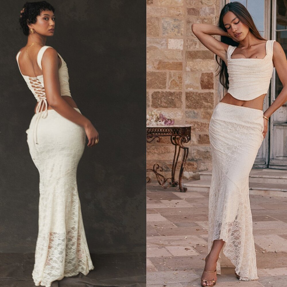 HOUSE OF CB 'Therese' Vintage Cream Lace Maxi Skirt NWT - Picture 2 of 6